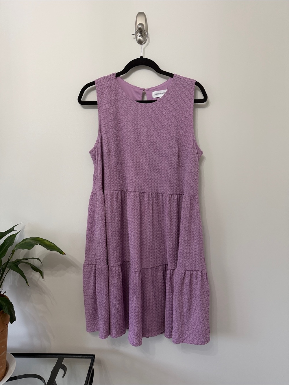Addition Elle Women Lilac Sleeveless Babydoll Tiered Dress Plus Size 1X